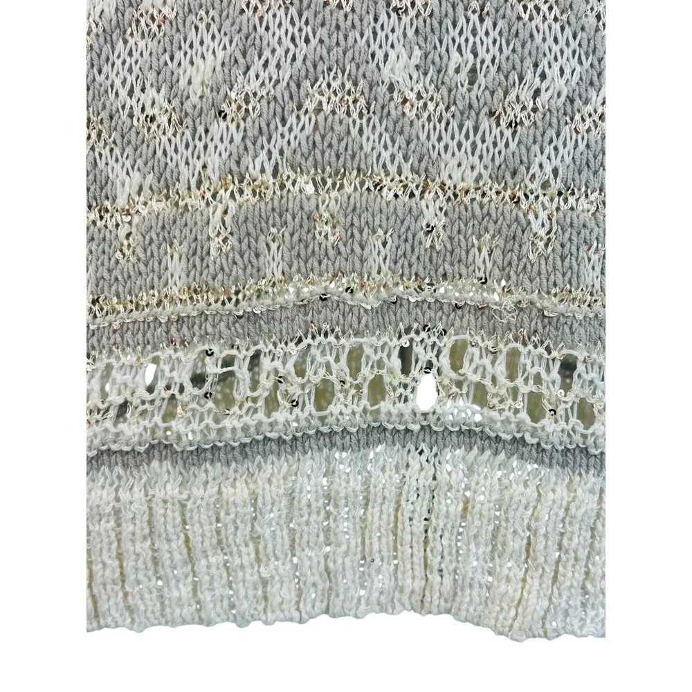RARE NWT Free People Ivory Metallic Shimmer Slouchy On-Off Shoulder Knit Sweater